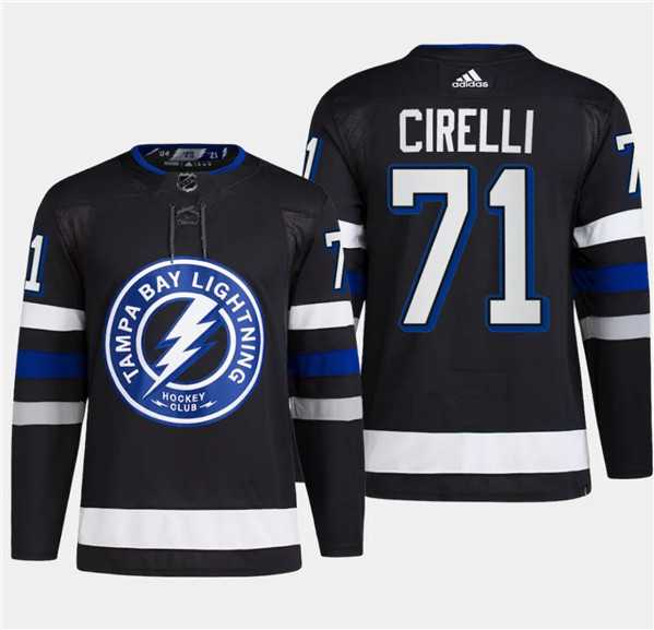 Mens Tampa Bay Lightning #71 Anthony Cirelli Black 2024 Stadium Series Stitched Jersey Dzhi->->NHL Jersey
